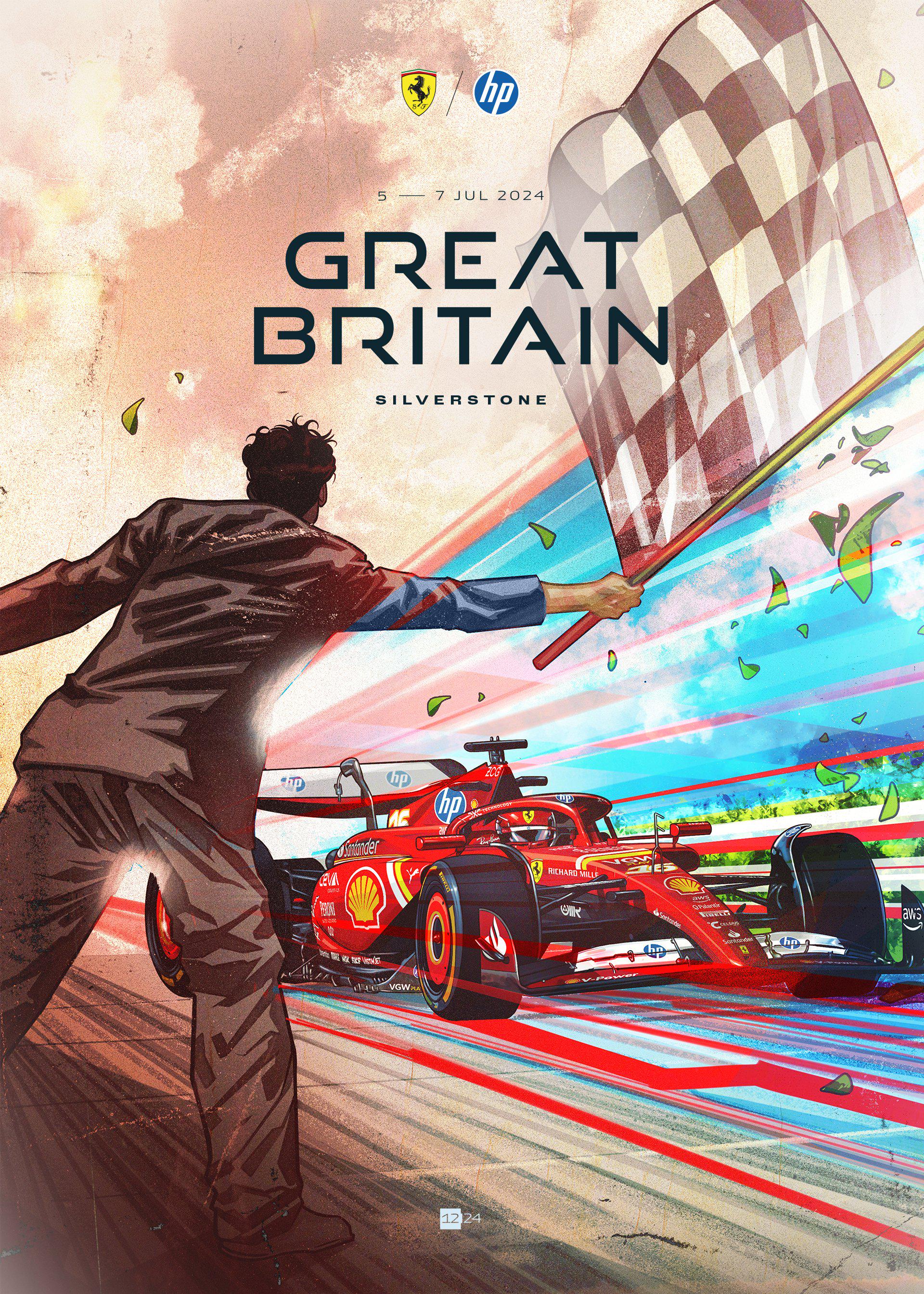 Ferrari 2024 Britain Grand Prix cover art poster — part of full season set